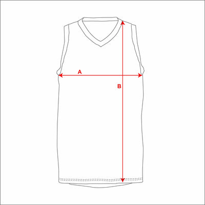 Mens High Performance Basketball Reversible Singlets measurement diagram
